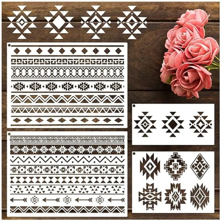 Tribal Geometric Stencils for Painting on Wood Furniture Wall Reusable Canvas Stencil for Crafts Boho Drawing Card Making Patte
Tribal Geometric Stencils for Painting on Wood Furniture Wall Reusable Canvas Stencil for Crafts Boho Drawing Card Making Patte