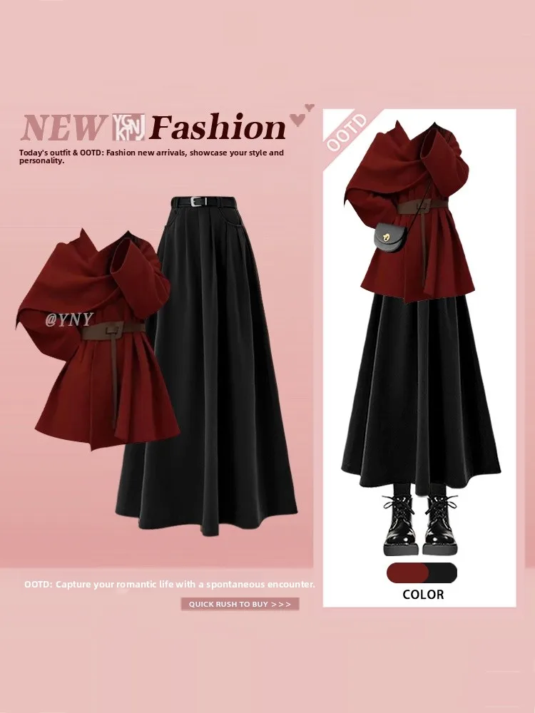 Stylish Winter Outfit Red Hooded Belted High Waist Sweater Coat And Midi Skirt Two Piece Set for plus Size Women Casual Wear
Stylish Winter Outfit Red Hooded Belted High Waist Sweater Coat And Midi Skirt Two Piece Set for plus Size Women Casual Wear