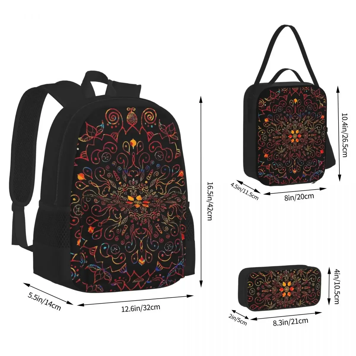 Mandala With Black Background Backpacks Boys Girls Bookbag School Bags Cartoon Kids Rucksack Lunch Bag Pen Bag Three-Piece Set
Mandala With Black Background Backpacks Boys Girls Bookbag School Bags Cartoon Kids Rucksack Lunch Bag Pen Bag Three-Piece Set
