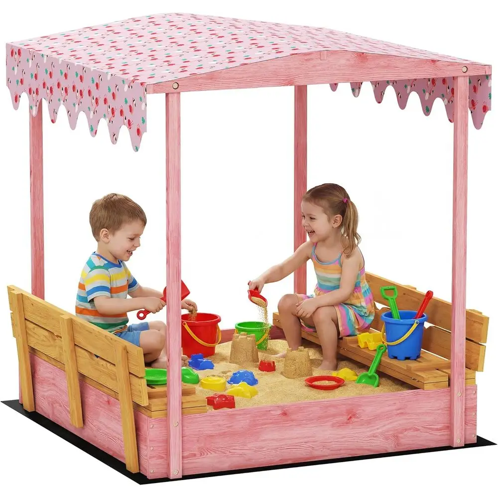 Children's Outdoor Sandbox with Bench, Liner, and Lamingos Print in Pink for Ages 3-6
Children's Outdoor Sandbox with Bench, Liner, and Lamingos Print in Pink for Ages 3-6