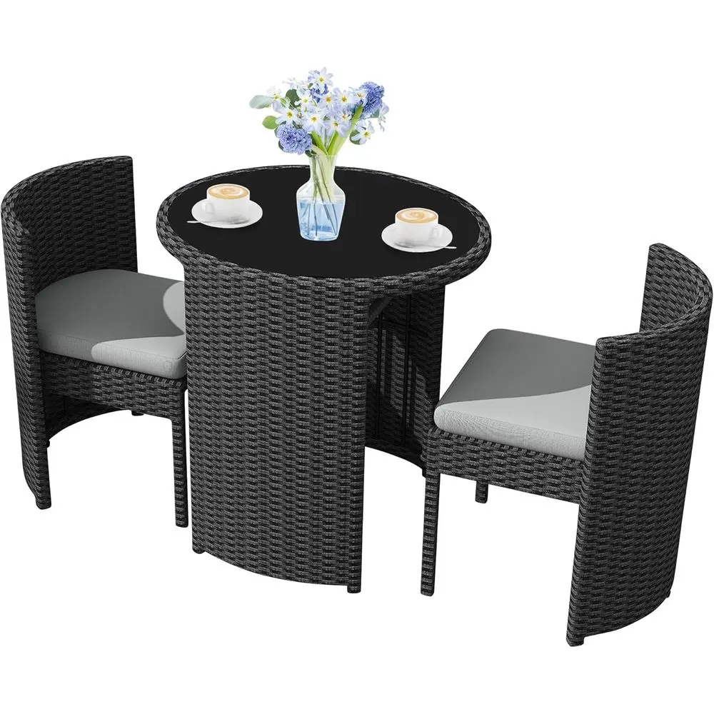 Compact Outdoor 3-Piece Bistro Set with All-Weather Rattan, Ideal for Balcony, Garden, and Small Spaces
Compact Outdoor 3-Piece Bistro Set with All-Weather Rattan, Ideal for Balcony, Garden, and Small Spaces