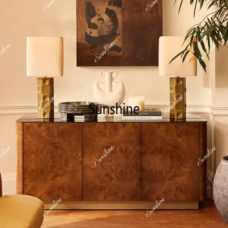 French solid wood dining side cabinet tree tumor veneer storage cabinet custom
French solid wood dining side cabinet tree tumor veneer storage cabinet custom