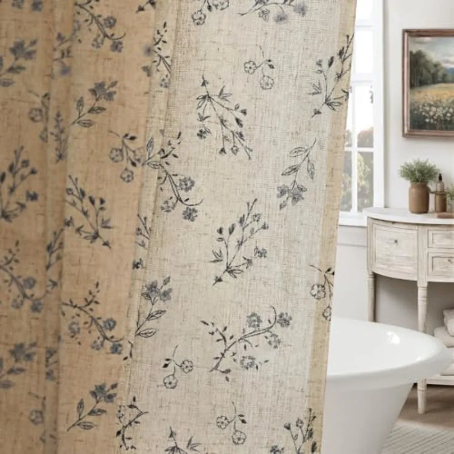 Black Floral Vintage Linen Shower Curtain, French Country Shower Curtains for Bathroom, 72Wx72H
Black Floral Vintage Linen Shower Curtain, French Country Shower Curtains for Bathroom, 72Wx72H