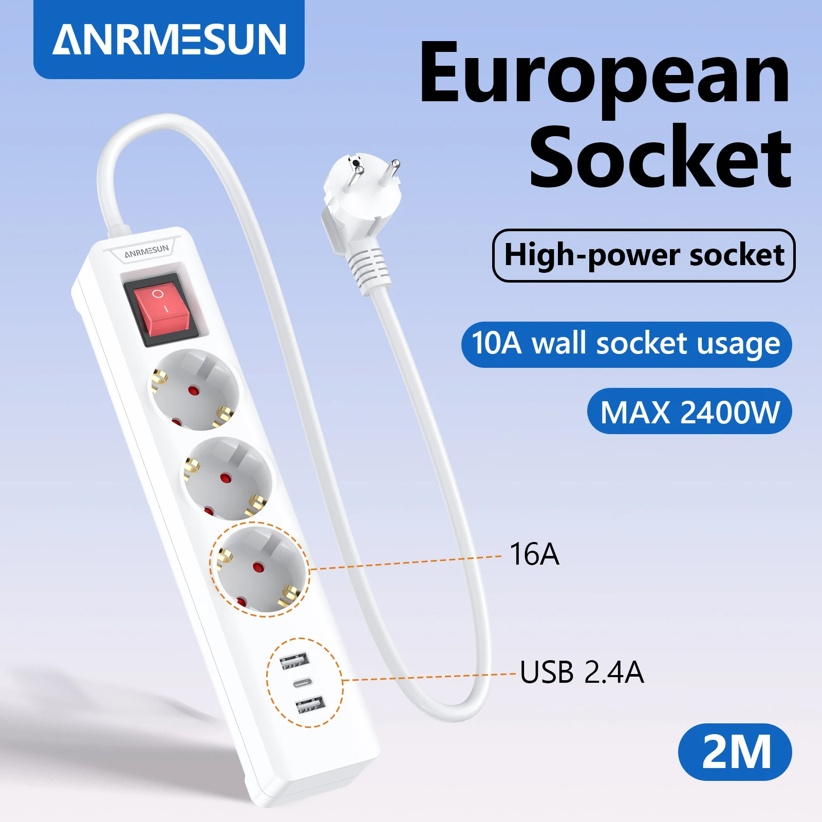 EU Plug Power Strip Multiple Outlet Sockets 2m Extension Cord Electrical Socket with 2 USB 1 Type-C Ports 3 Socket Adapter with
EU Plug Power Strip Multiple Outlet Sockets 2m Extension Cord Electrical Socket with 2 USB 1 Type-C Ports 3 Socket Adapter with