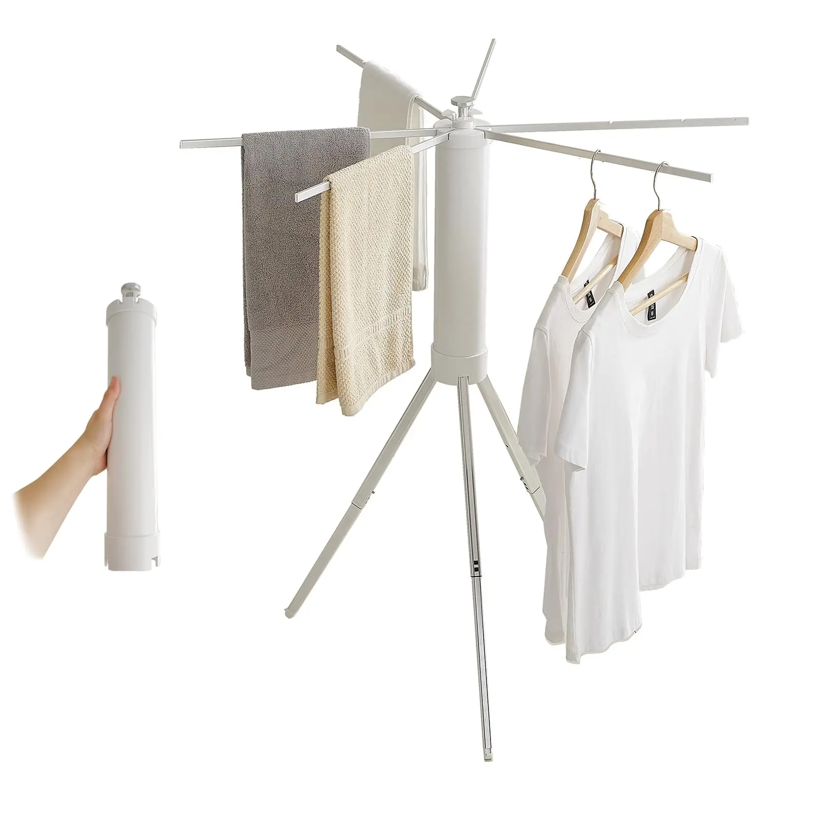 Compact Tripod Laundry Dryer Stand With Foldable Arms And Wooden Hangers For Indoor Outdoor Use
Compact Tripod Laundry Dryer Stand With Foldable Arms And Wooden Hangers For Indoor Outdoor Use