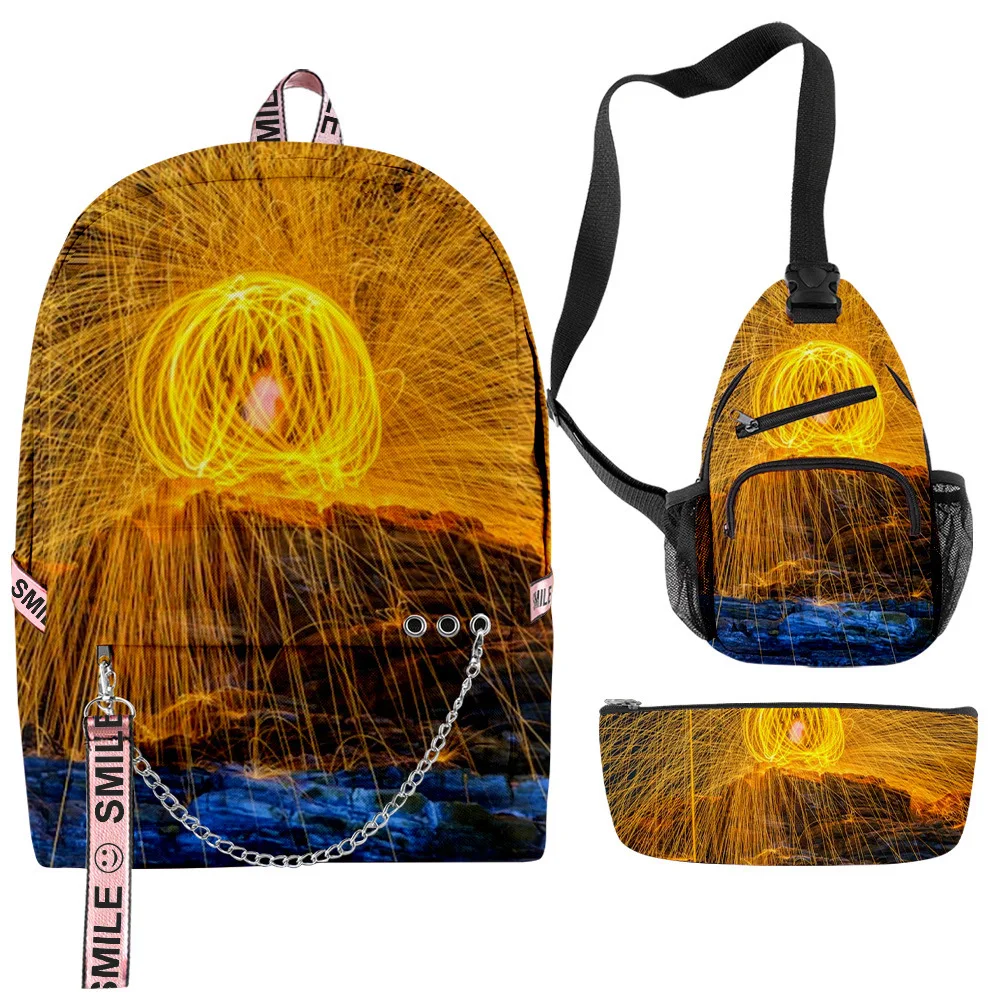 Luxury Novelty Peculiar Cool Flame aperture 3D Print 3pcs/Set School Bags multifunction Travel Backpack Chest Bag Pencil Case
Luxury Novelty Peculiar Cool Flame aperture 3D Print 3pcs/Set School Bags multifunction Travel Backpack Chest Bag Pencil Case