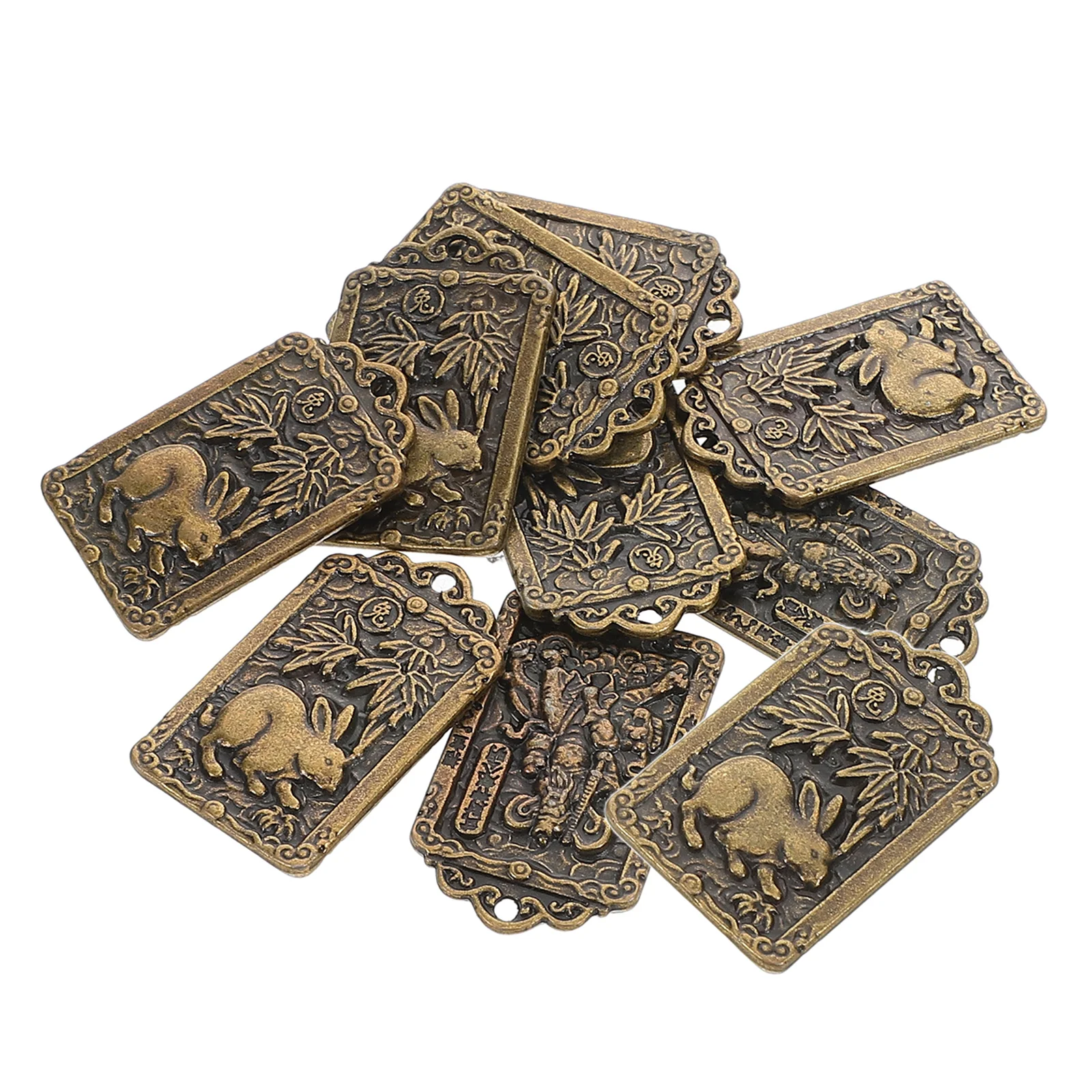 10 Pcs Brass Tag Vintage Amulet Pendant Chinese Zodiac Charm Decoration Retro Ornament Keychain Accessory
10 Pcs Brass Tag Vintage Amulet Pendant Chinese Zodiac Charm Decoration Retro Ornament Keychain Accessory