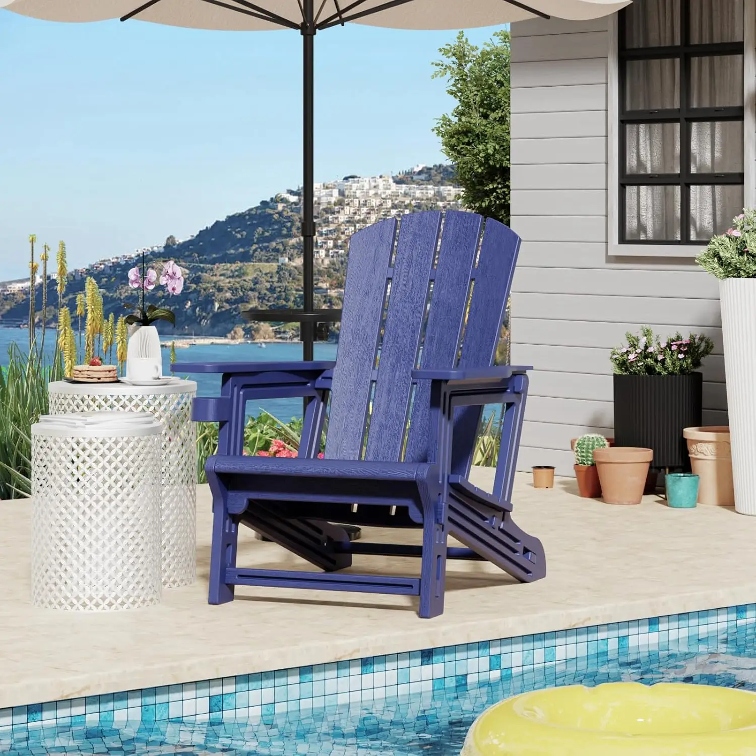 Adirondack Chair. Plastic. No Screws. Cup Holder. 400 LBS. Recliner. Garden Chair. Backyard, Lawn, Beach. Navy Blue.
Adirondack Chair. Plastic. No Screws. Cup Holder. 400 LBS. Recliner. Garden Chair. Backyard, Lawn, Beach. Navy Blue.