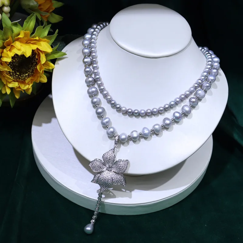 Japanese and Korean Style Light Luxury Double Layer Gray Pearl Necklace 6-10mm Mixed Size Beads Light Luxury Fashion Simple 440
Japanese and Korean Style Light Luxury Double Layer Gray Pearl Necklace 6-10mm Mixed Size Beads Light Luxury Fashion Simple 440