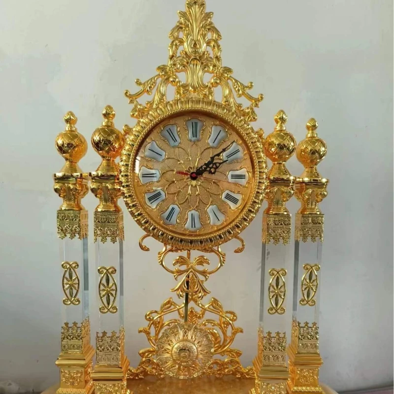 European pure copper desk clock, living room entrance crystal desk clock, study gold crystal desk clock
European pure copper desk clock, living room entrance crystal desk clock, study gold crystal desk clock