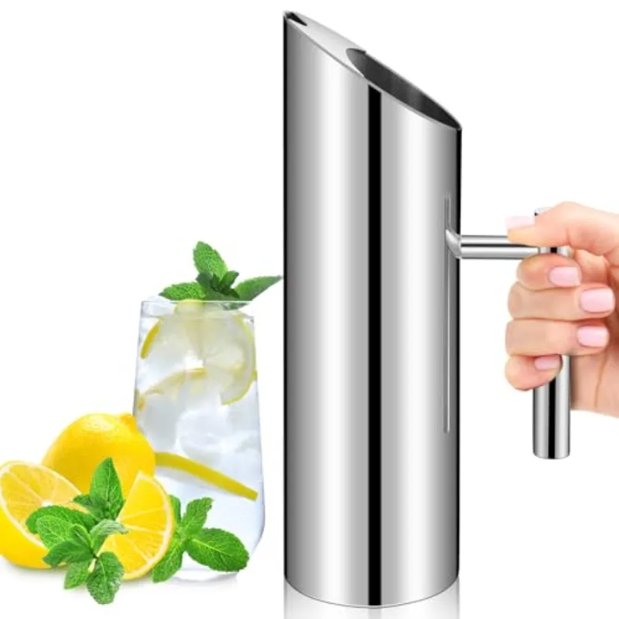 Stainless Steel Water Pitcher Modern Metal Pitcher with Ice Guard Carafe Drink with Handle or Iced Hot Drink Tea Juice Coffee B
Stainless Steel Water Pitcher Modern Metal Pitcher with Ice Guard Carafe Drink with Handle or Iced Hot Drink Tea Juice Coffee B