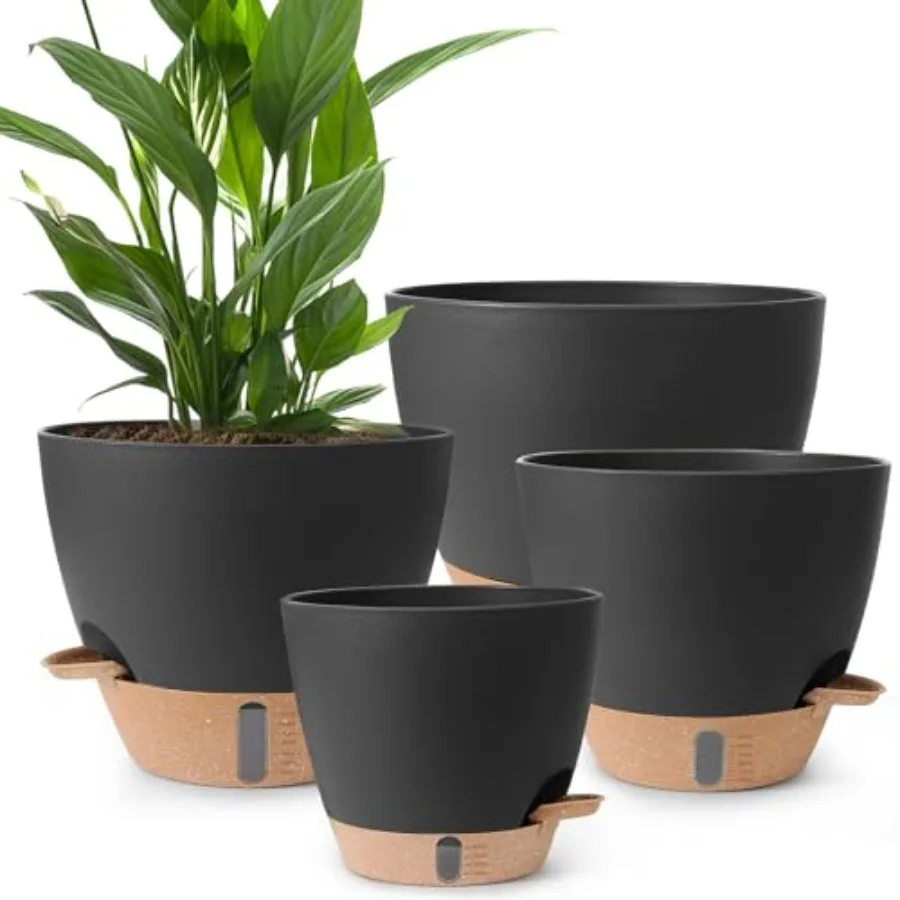 Plant Pots, 12/10/9/8/ Inch Large Plastic Self Watering Flower Pots Indoor Outdoor with Drainage Holes, Deep Reservoir, Nursery
Plant Pots, 12/10/9/8/ Inch Large Plastic Self Watering Flower Pots Indoor Outdoor with Drainage Holes, Deep Reservoir, Nursery