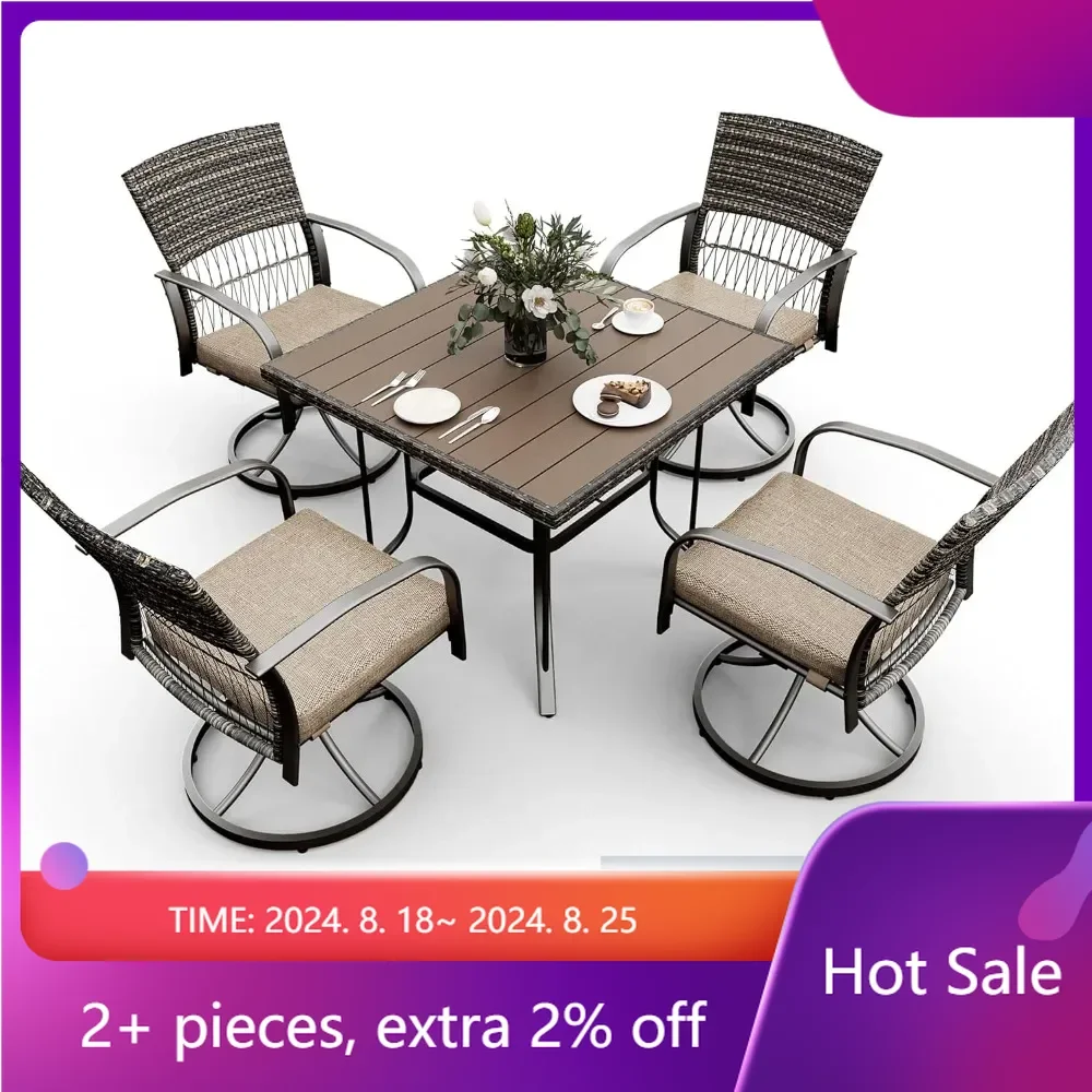 5 Piece Patio Dining Set for 4 Cushions Swivel Rocker Chairs Garden Sets Furniture Outdoor Garden Living Room Set Camping Lounge
5 Piece Patio Dining Set for 4 Cushions Swivel Rocker Chairs Garden Sets Furniture Outdoor Garden Living Room Set Camping Lounge