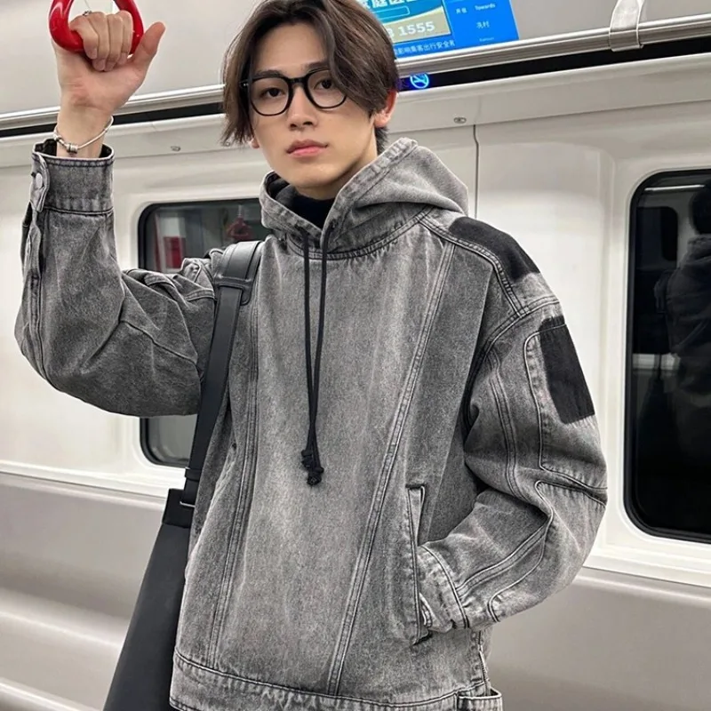 Japanese Style Washed Spliced Denim Hoodies Men's Autumn Winter Trendy Vintage Hooded Jacket Ins Streetwear Pullover Jean Coats
Japanese Style Washed Spliced Denim Hoodies Men's Autumn Winter Trendy Vintage Hooded Jacket Ins Streetwear Pullover Jean Coats