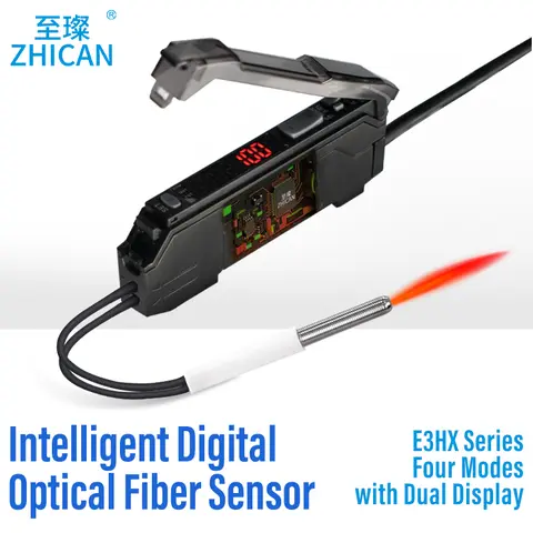 Intelligent digital display fiber optic amplifier sensor long and short distance diffuse reflection induction photoelectric swit