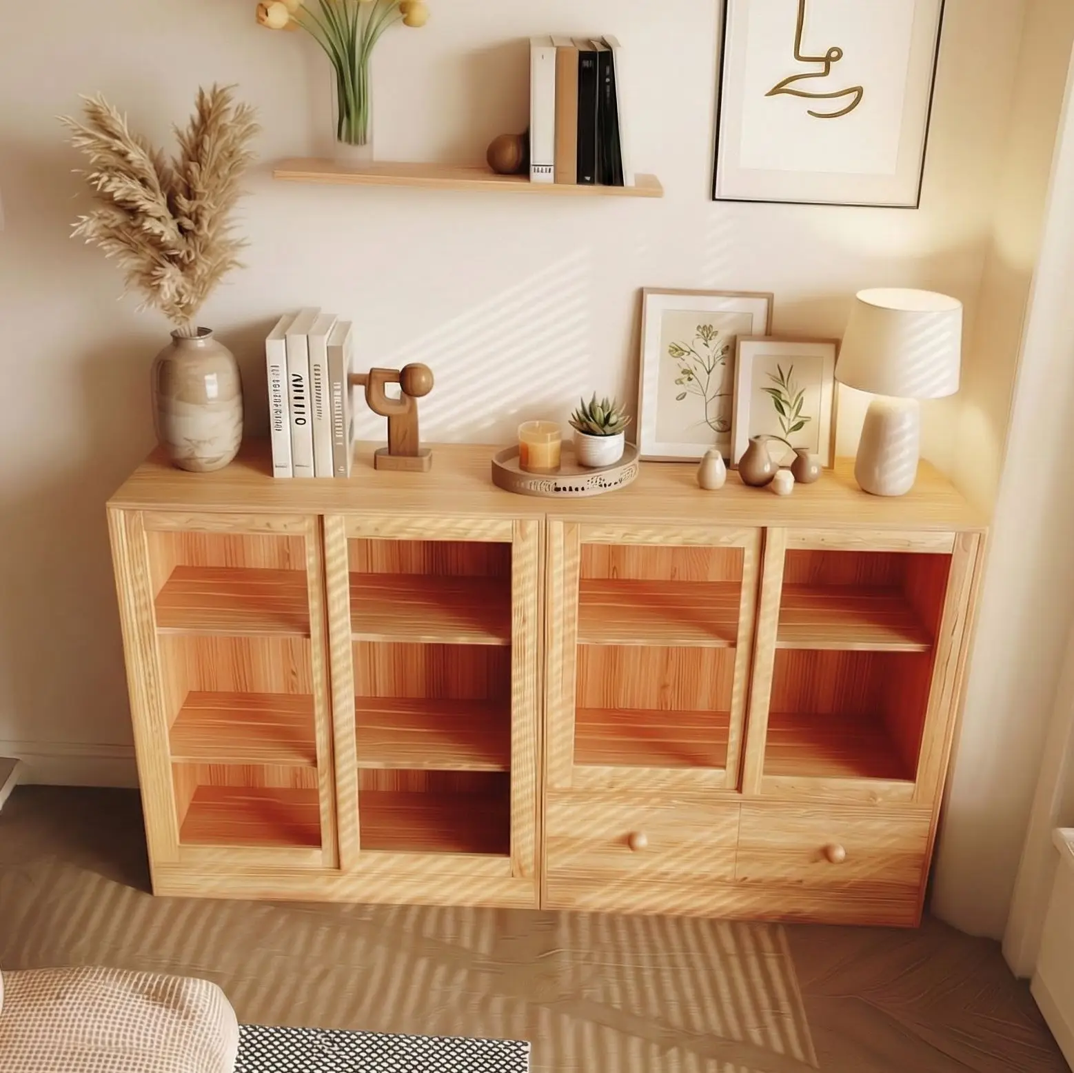 Solid wood bookshelf storage cabinet integrated wall-mounted storage cabinet, home living room sofa side cabinet, partition
Solid wood bookshelf storage cabinet integrated wall-mounted storage cabinet, home living room sofa side cabinet, partition