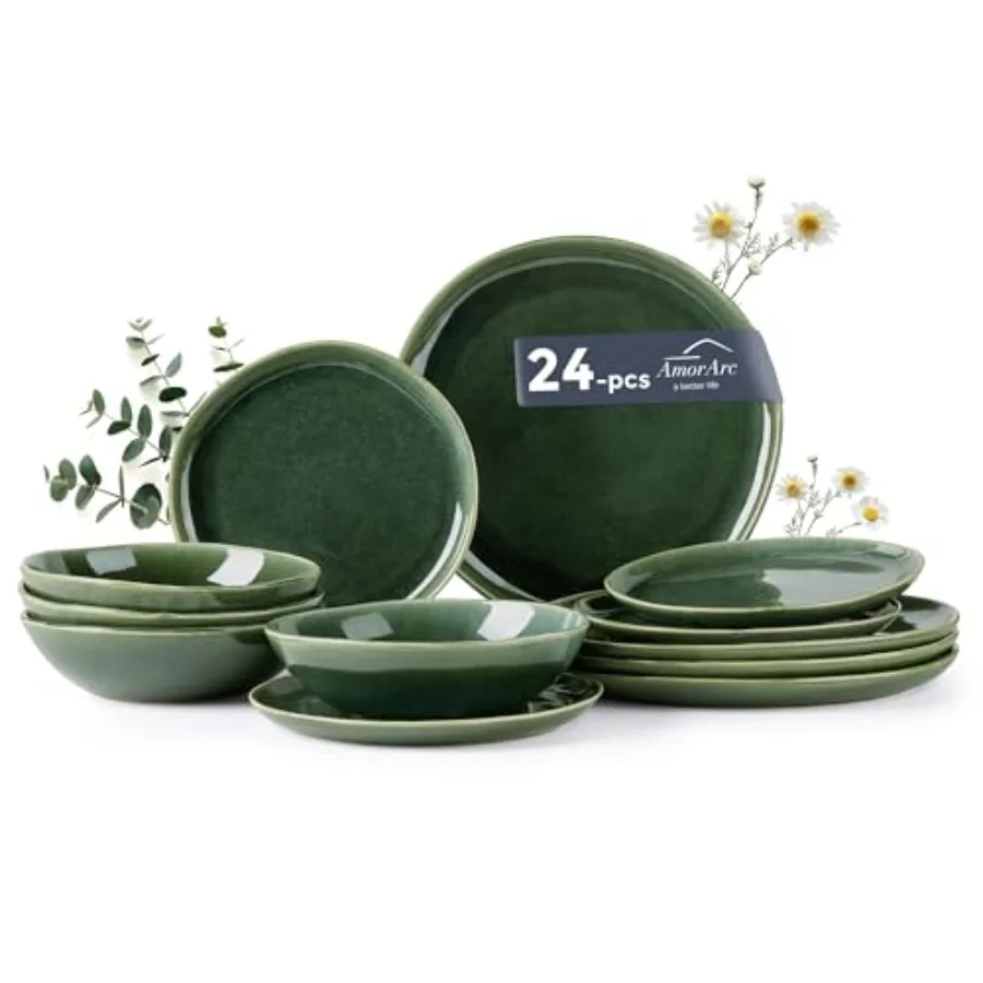 Ceramic Dinnerware Sets, Handmade Reactive Glaze Stoneware Plates and Bowls Sets, Highly Scratch Resistant Dishwasher and Micro
Ceramic Dinnerware Sets, Handmade Reactive Glaze Stoneware Plates and Bowls Sets, Highly Scratch Resistant Dishwasher and Micro