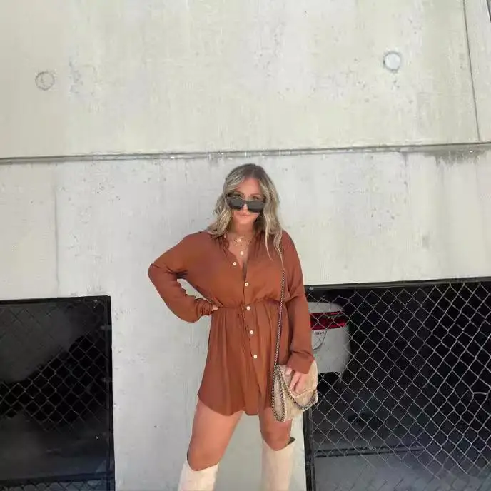 Women's Long Sleeve Shirt Jumpsuit Straight Leg mid Waist Short Pants Fabric 100% Other Material Autumn Season Fashion Ladies...
Women's Long Sleeve Shirt Jumpsuit Straight Leg mid Waist Short Pants Fabric 100% Other Material Autumn Season Fashion Ladies...