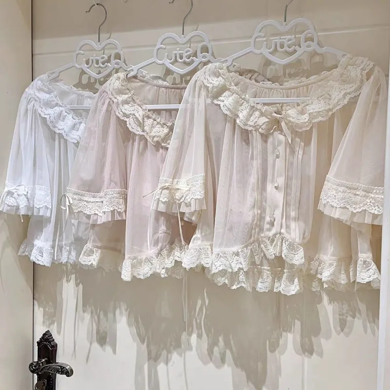 Japanese Subcultural Lolita Blouse Women Lace Bow Short Sleeve Shirt Sweet Cute Inner Tops Harajuku Daily Casual Fashion Outfit
Japanese Subcultural Lolita Blouse Women Lace Bow Short Sleeve Shirt Sweet Cute Inner Tops Harajuku Daily Casual Fashion Outfit