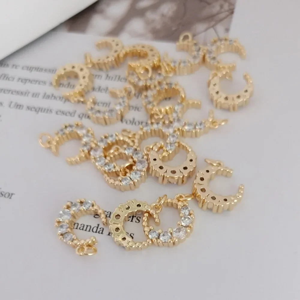 14K Gold-plated, Zircon Moon 10mm Pendant, Diy Bracelet, Bracelet, Pendant and Accessory
14K Gold-plated, Zircon Moon 10mm Pendant, Diy Bracelet, Bracelet, Pendant and Accessory