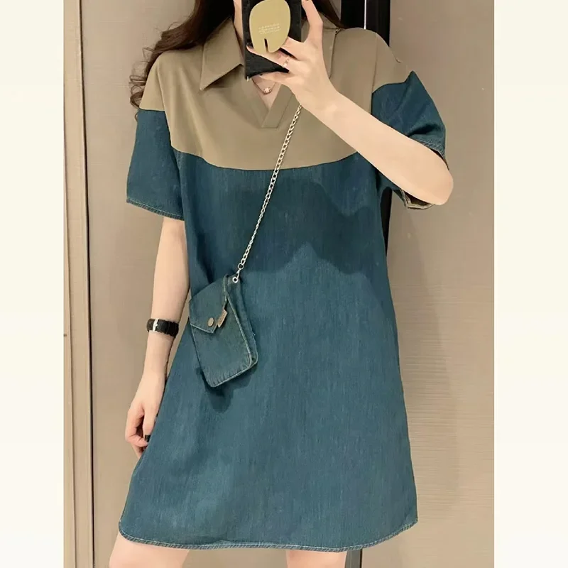 Large size patchwork dress 2024 new women's summer loose mid length straight leg summer dress vestidos de mujer elegantes
Large size patchwork dress 2024 new women's summer loose mid length straight leg summer dress vestidos de mujer elegantes