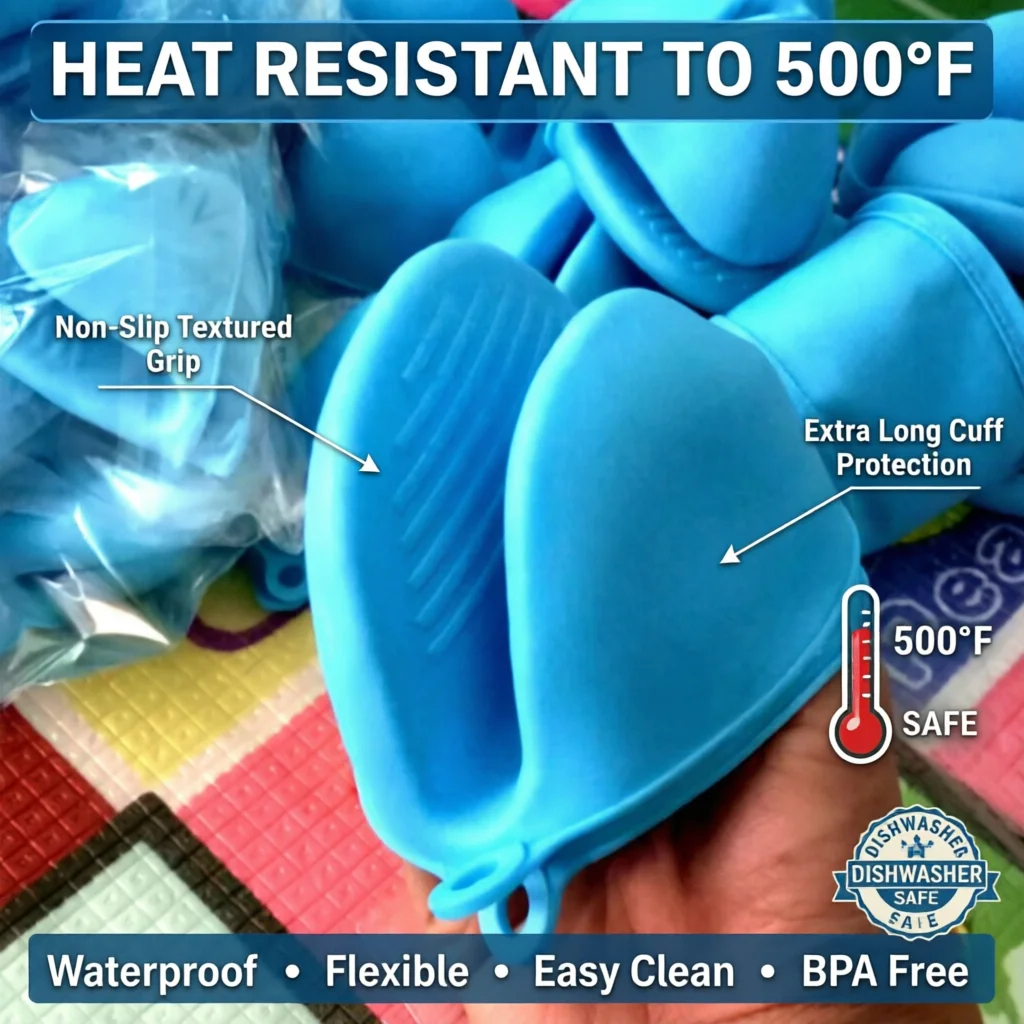 Silicone Oven Mitts Heat Resistant to 500°F - Non-Slip Cooking Gloves with Quilted Lining | Extra Long Cuff Protects Forearms |
Silicone Oven Mitts Heat Resistant to 500°F - Non-Slip Cooking Gloves with Quilted Lining | Extra Long Cuff Protects Forearms |