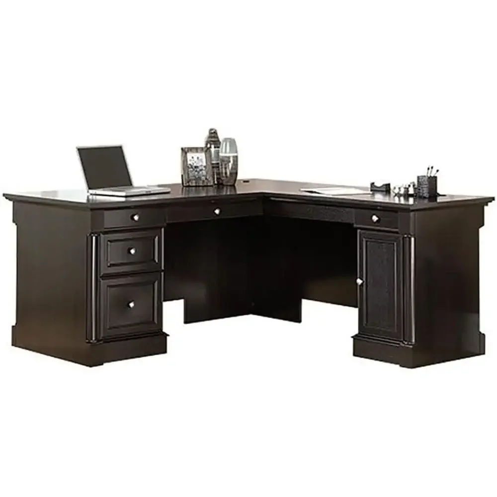 L-Shaped Executive Office Desk with Large Drawers, Letter-Size File Cabinet, and CPU Tower in Wind Oak Finish
L-Shaped Executive Office Desk with Large Drawers, Letter-Size File Cabinet, and CPU Tower in Wind Oak Finish