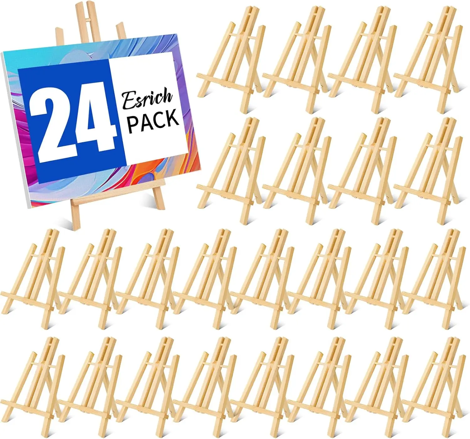 24 Pack Wooden Tabletop Easels for Painting, Display, and Kids Art Activities, Portable and Foldable
24 Pack Wooden Tabletop Easels for Painting, Display, and Kids Art Activities, Portable and Foldable