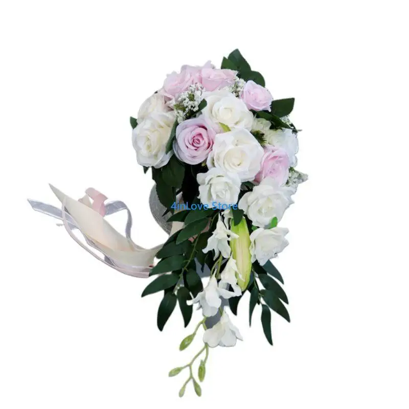 T4MD Teardrop Romantic Wedding Bridal Long Bouquet Artificial Rose with Ribbons Waterfall Flowers Bunch DIY Party Decoration
T4MD Teardrop Romantic Wedding Bridal Long Bouquet Artificial Rose with Ribbons Waterfall Flowers Bunch DIY Party Decoration