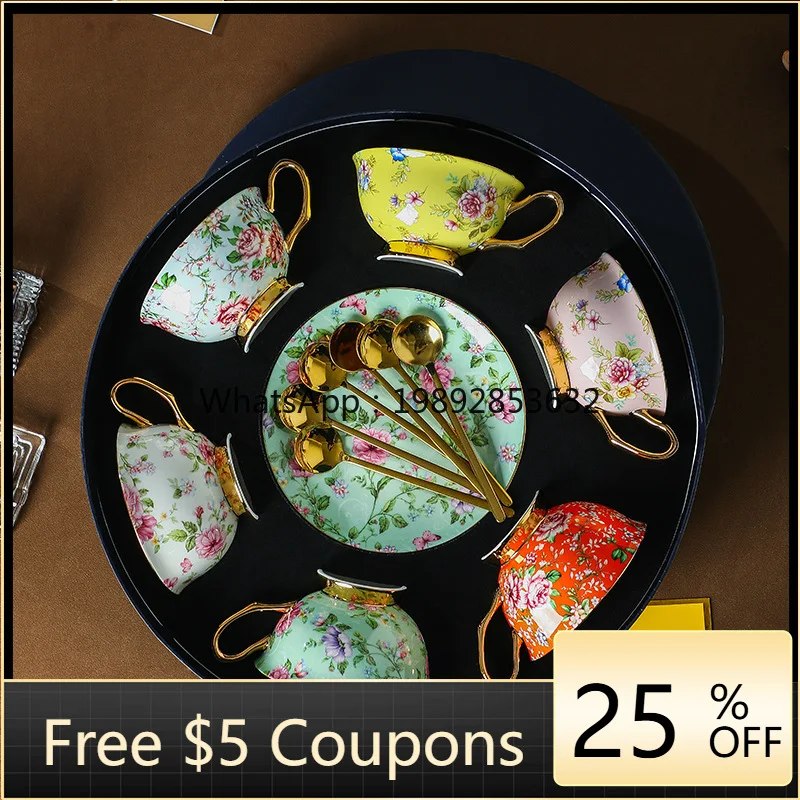 Small floral European ceramic bone china coffee cup and saucer set retro British afternoon tea set
Small floral European ceramic bone china coffee cup and saucer set retro British afternoon tea set