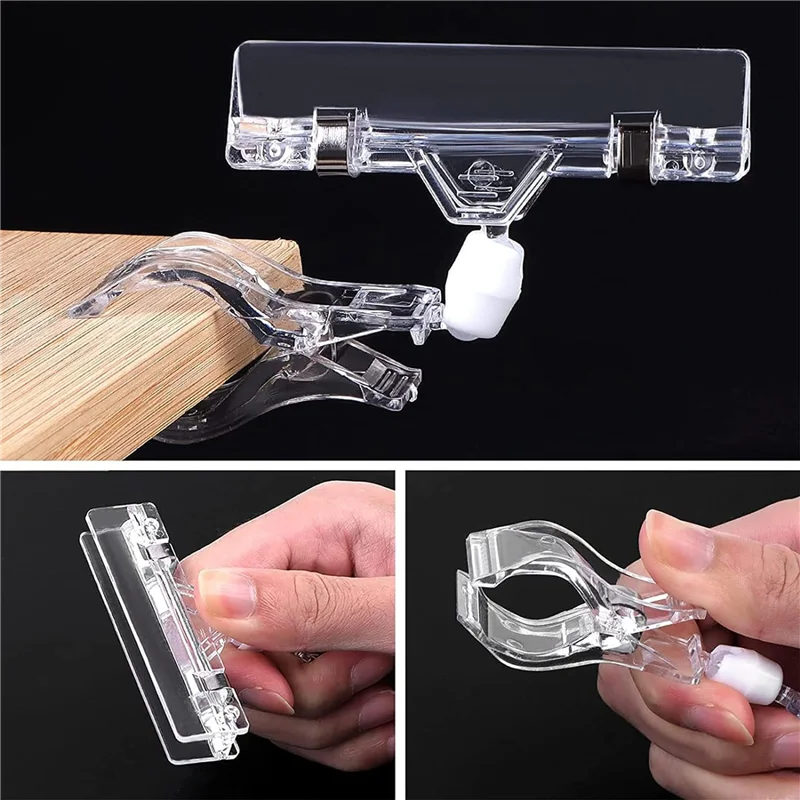 ABVJ-90 Pcs Label Holders Sign Clip, Plastic Clear Rotatable Sign Clips, Merchandise Sign Display Clip, Price Tag Clamp 
ABVJ-90 Pcs Label Holders Sign Clip, Plastic Clear Rotatable Sign Clips, Merchandise Sign Display Clip, Price Tag Clamp