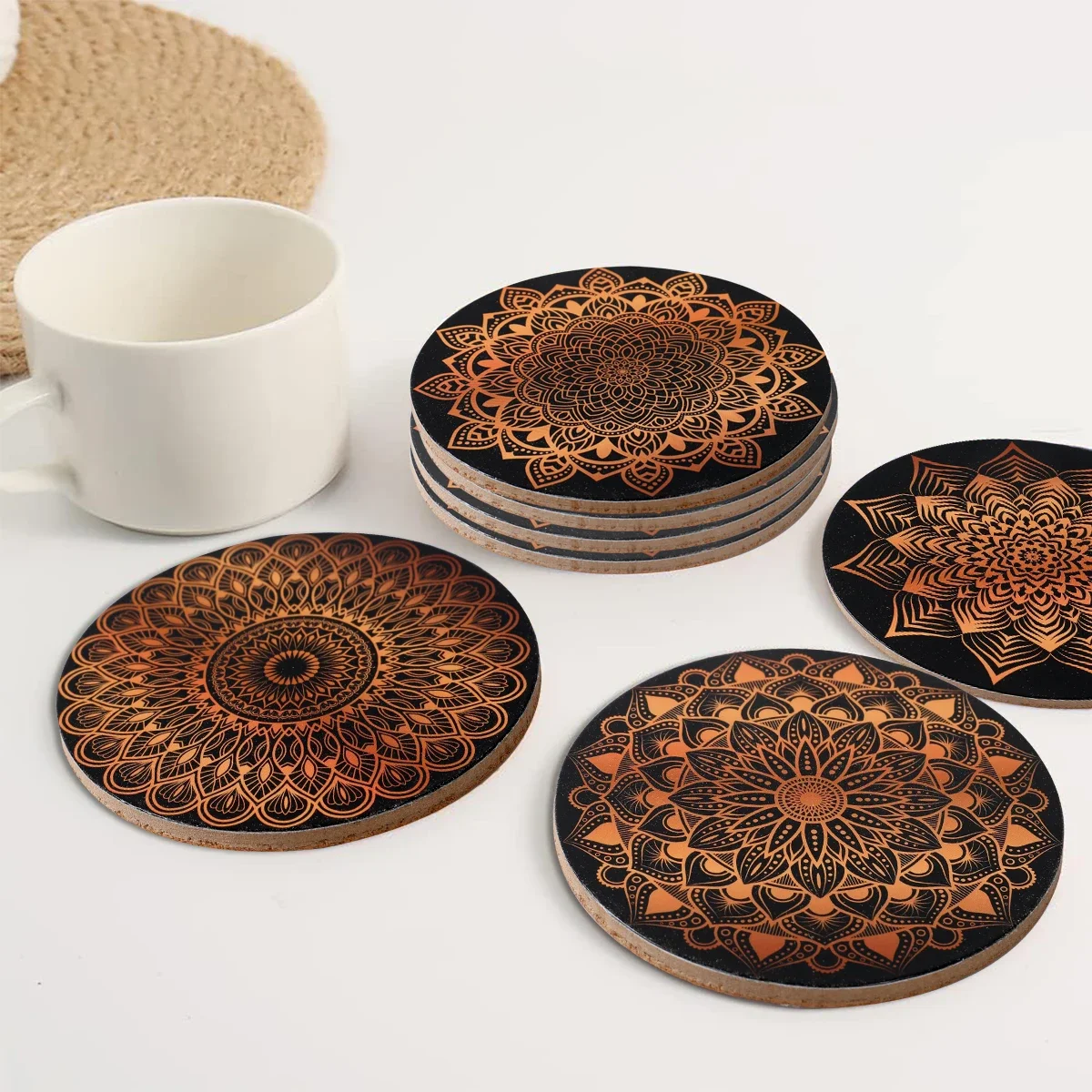 8pcs Bohemia Nordic Mandala Pattern Heat Insulation Round Cork Coasters Wooden Drinks Absorbent Mat Glass Cup Mug Table Decor
8pcs Bohemia Nordic Mandala Pattern Heat Insulation Round Cork Coasters Wooden Drinks Absorbent Mat Glass Cup Mug Table Decor