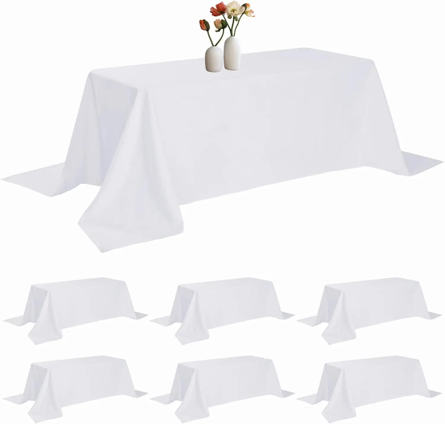 6 Pack White Rectangle Tablecloth 90 x 132 Inches Stain and Wrinkle Resistant Washable Polyester Table Cover for Party Wedding
6 Pack White Rectangle Tablecloth 90 x 132 Inches Stain and Wrinkle Resistant Washable Polyester Table Cover for Party Wedding