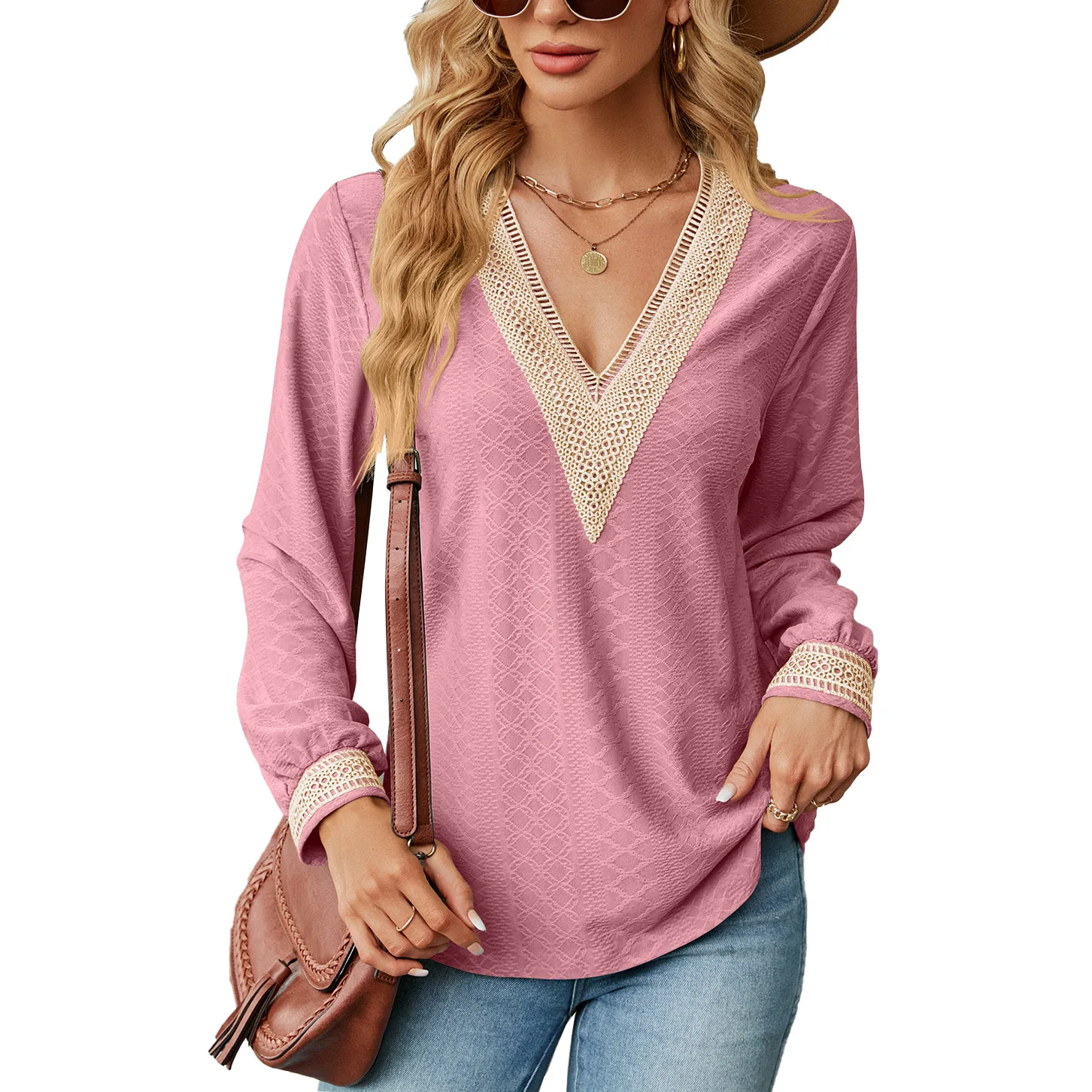 Shirt for Women 2023 Fall and Winter New Fashion Casual Top Lace Splicing V-neck Loose Long-sleeved T-shirt
Shirt for Women 2023 Fall and Winter New Fashion Casual Top Lace Splicing V-neck Loose Long-sleeved T-shirt