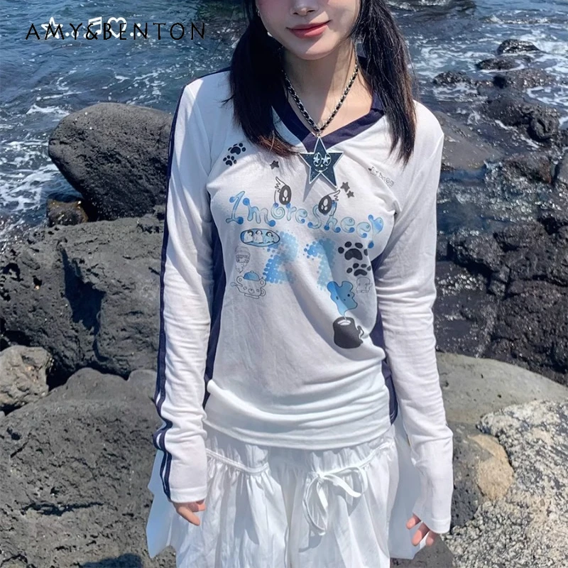 2025 New American Retro Trend Summer V-neck Cartoon Pattern Printing Loose Long Sleeve Fashion Versatile Top T-shirt For Women
2025 New American Retro Trend Summer V-neck Cartoon Pattern Printing Loose Long Sleeve Fashion Versatile Top T-shirt For Women