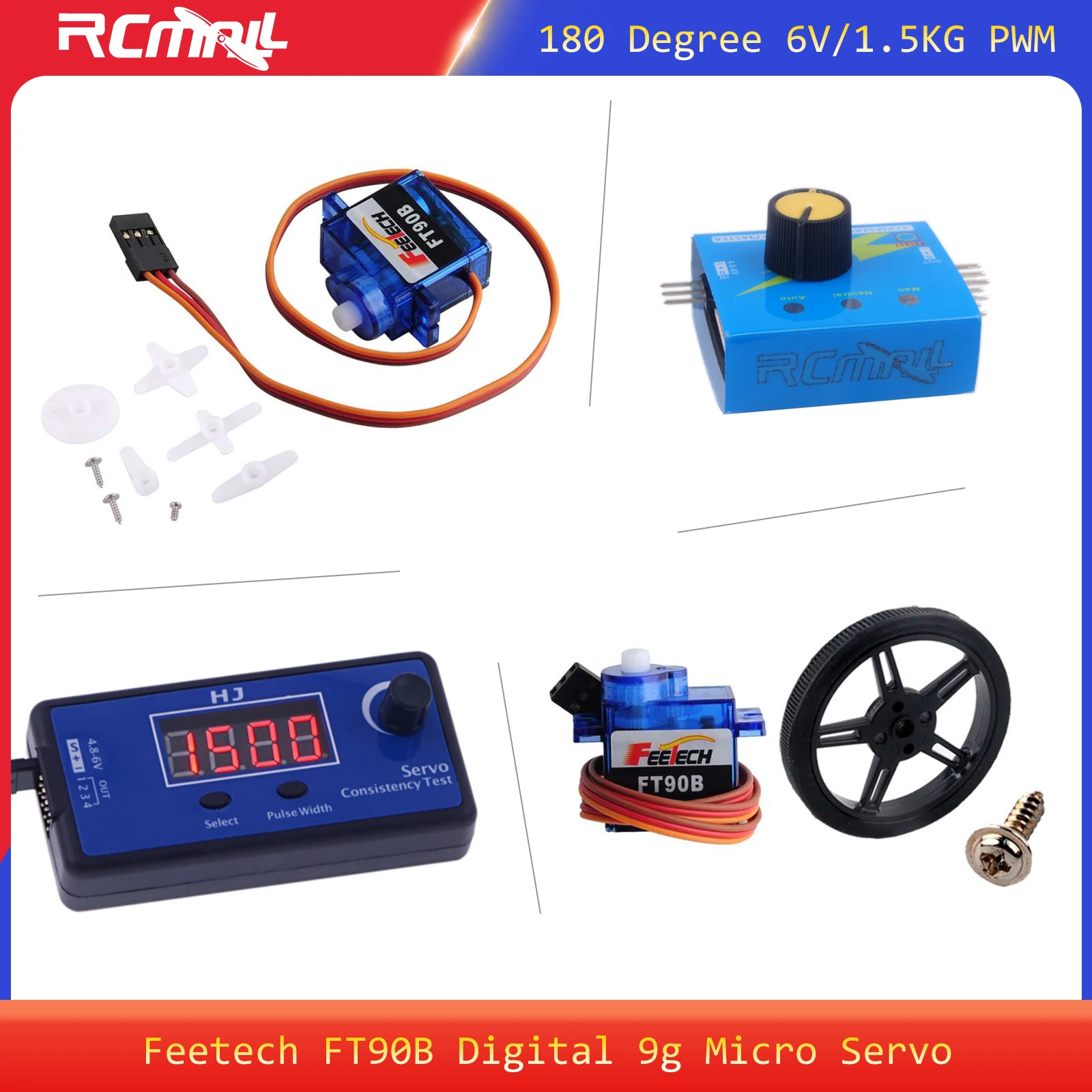 Feetech FT90B 9g Micro Digital Servo 6V 1.5kg 180 Degree POM Plastic Gear Mini Servo Motor for Remote Control Car Robot
Feetech FT90B 9g Micro Digital Servo 6V 1.5kg 180 Degree POM Plastic Gear Mini Servo Motor for Remote Control Car Robot