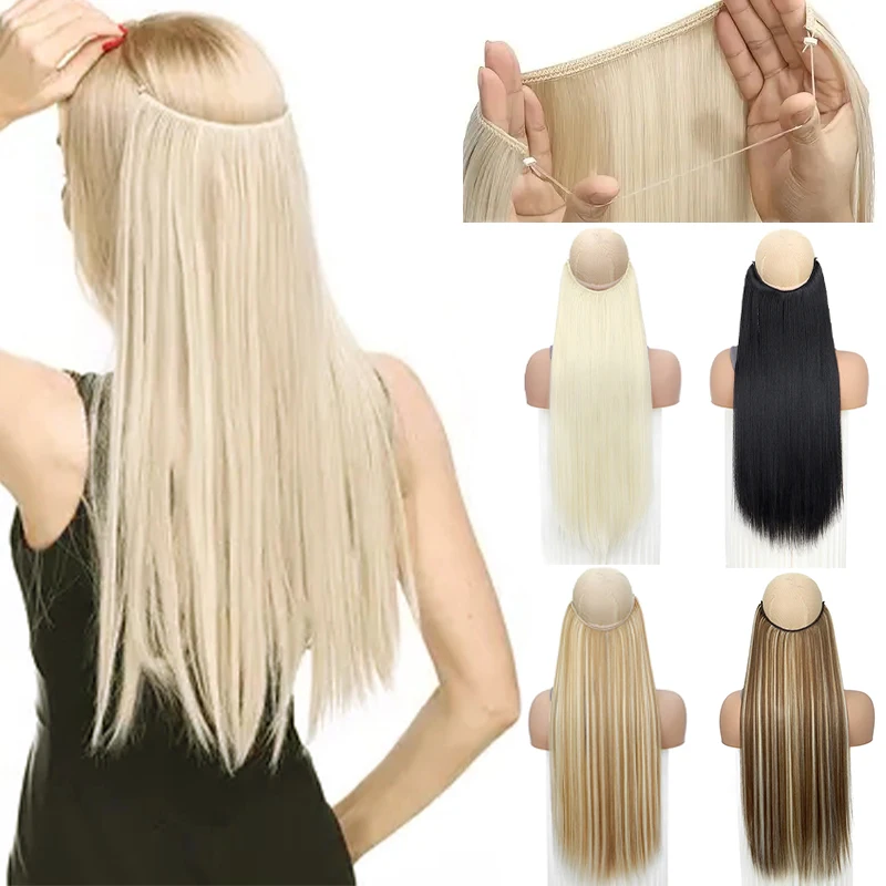 24-дюймовые синтетические волосы без зажимов для наращивания, рыбья леска, невидимая черная блондинка, цельный длинный прямой искусственный кусок волос для женщин
24-дюймовые синтетические волосы без зажимов для наращивания, рыбья леска, невидимая черная блондинка, цельный длинный прямой искусственный кусок волос для женщин