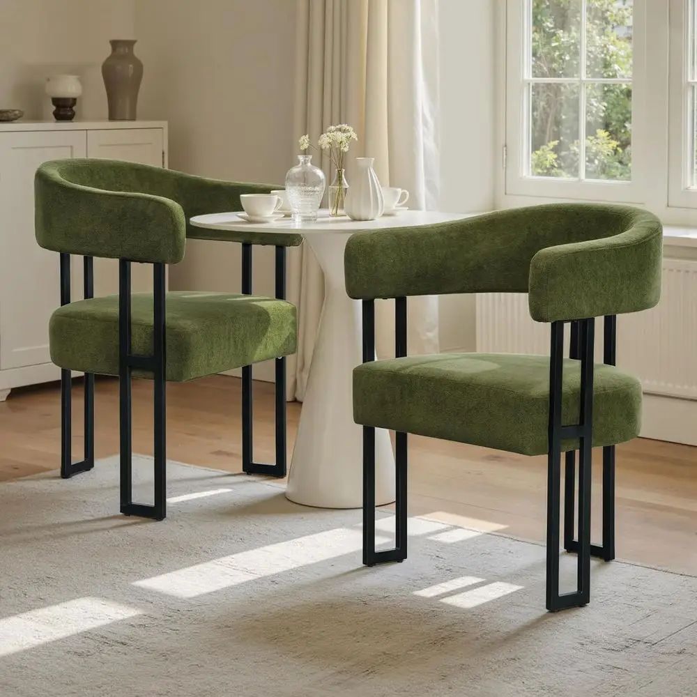 Upholstered Green Barrel Back Dining Chairs Set of 2 with Armrests for Kitchen or Side Accent Use
Upholstered Green Barrel Back Dining Chairs Set of 2 with Armrests for Kitchen or Side Accent Use