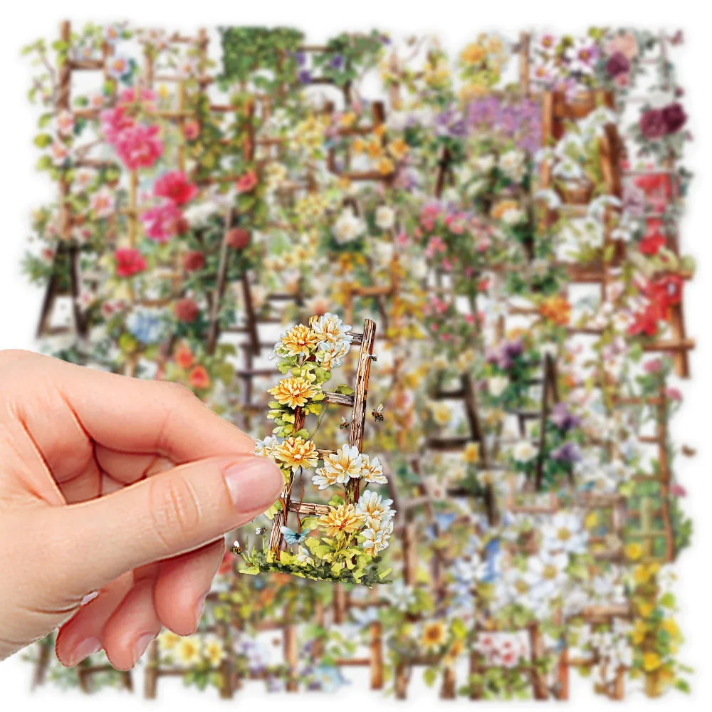 50Pcs Retro Flower Ladder Stickers Transparent PET Waterproof Floral Decals for DIY Handbook Phone Case Decor
50Pcs Retro Flower Ladder Stickers Transparent PET Waterproof Floral Decals for DIY Handbook Phone Case Decor