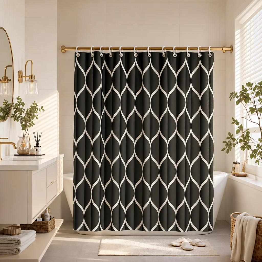 Black and White Geometric Shower Curtain Morocco Lattice Bath Curtains Waterproof Polyester Modern Bathroom Decor with 12Hooks
Black and White Geometric Shower Curtain Morocco Lattice Bath Curtains Waterproof Polyester Modern Bathroom Decor with 12Hooks