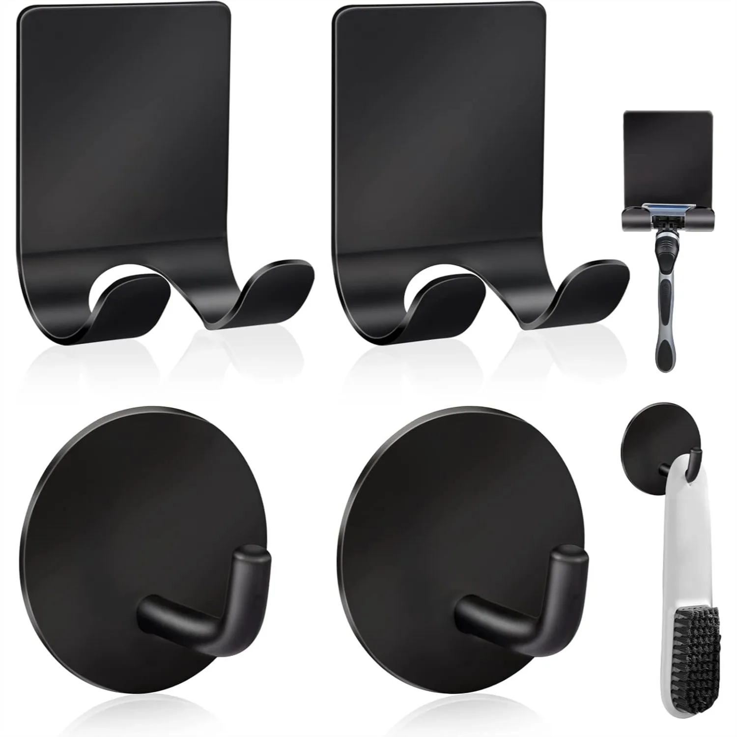 Razor Holder for Shower 304 Stainless Steel, Heavy Duty Adhesive Wall Hooks for Towels, Coats, Hats, 2+2 Pack, Black
Razor Holder for Shower 304 Stainless Steel, Heavy Duty Adhesive Wall Hooks for Towels, Coats, Hats, 2+2 Pack, Black