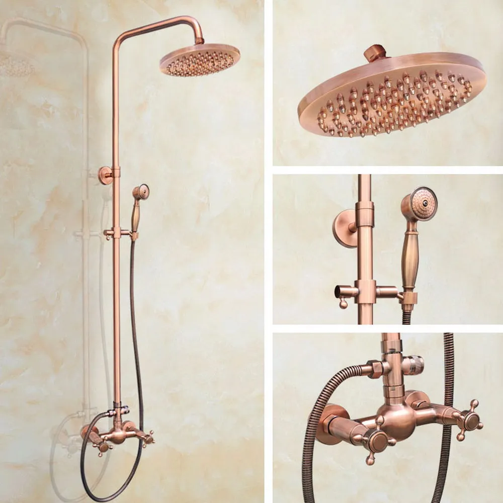 Wall Mounted 8" Shower Head Shower Rainfall Faucet Set with Handheld Antique Red Copper In-wall Shower Mixer Taps zrg523
Wall Mounted 8" Shower Head Shower Rainfall Faucet Set with Handheld Antique Red Copper In-wall Shower Mixer Taps zrg523