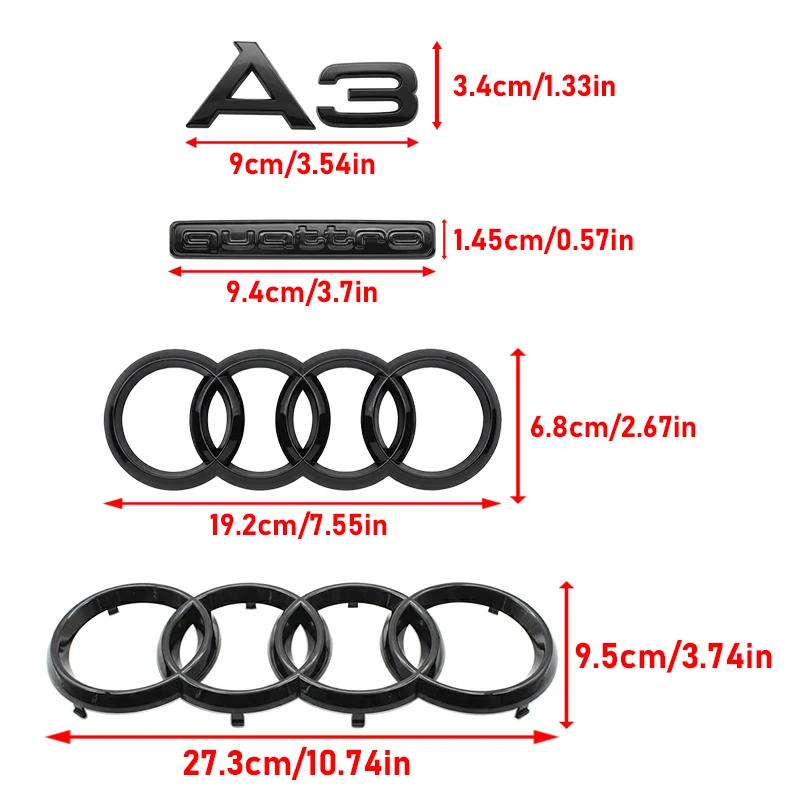 For A3 2010-2020 4Ring Audi ABS Car Styling Logo Hood Front Bonnet Grill Rear Trunk Emblem Sticker A3 Quarrto Emblem Accessories
For A3 2010-2020 4Ring Audi ABS Car Styling Logo Hood Front Bonnet Grill Rear Trunk Emblem Sticker A3 Quarrto Emblem Accessories