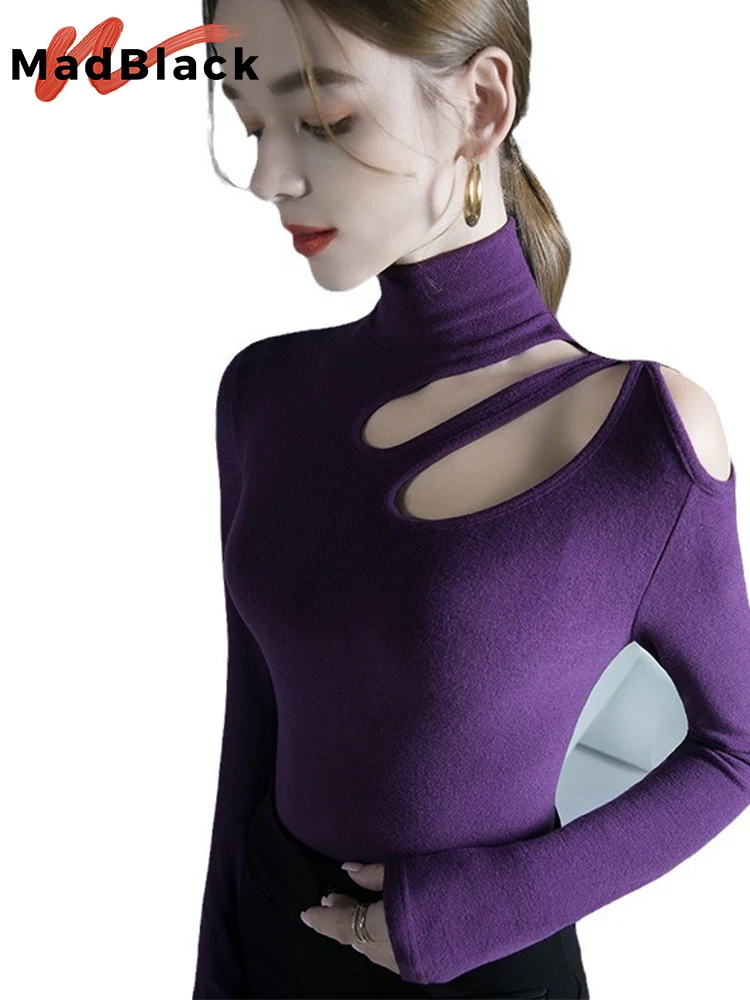 MadBlack European Clothes Turtleneck Tshirt Women Sexy Hollow Out Solid Slim Tops Long Sleeve Elastic Tee Autumn Winter T3N529JD 
MadBlack European Clothes Turtleneck Tshirt Women Sexy Hollow Out Solid Slim Tops Long Sleeve Elastic Tee Autumn Winter T3N529JD