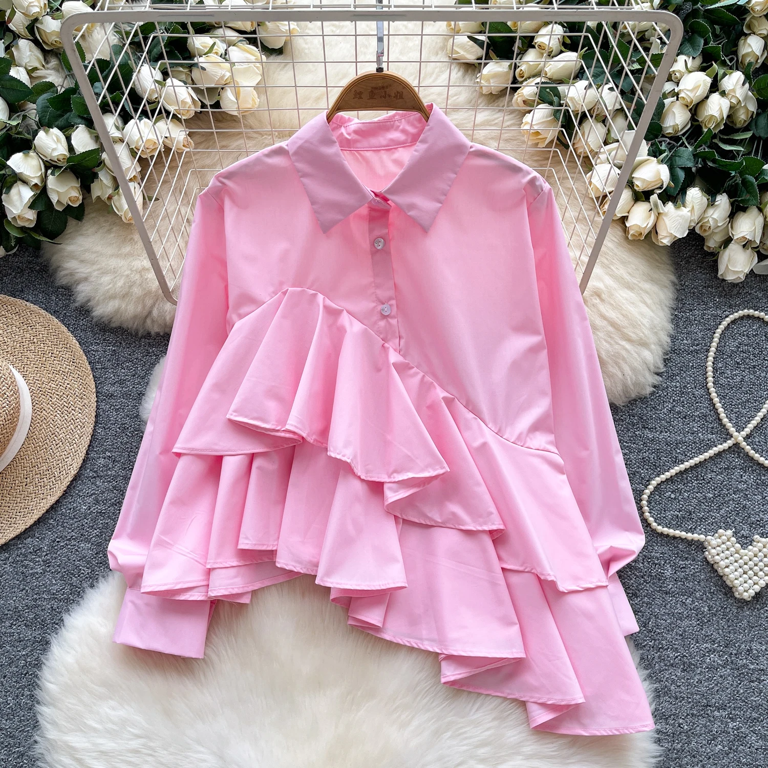 Винтажная элегантная асимметричная свободная блузка с длинными рукавами и рюшами, модная рубашка, повседневный топ, женская рубашка феи
Винтажная элегантная асимметричная свободная блузка с длинными рукавами и рюшами, модная рубашка, повседневный топ, женская рубашка феи