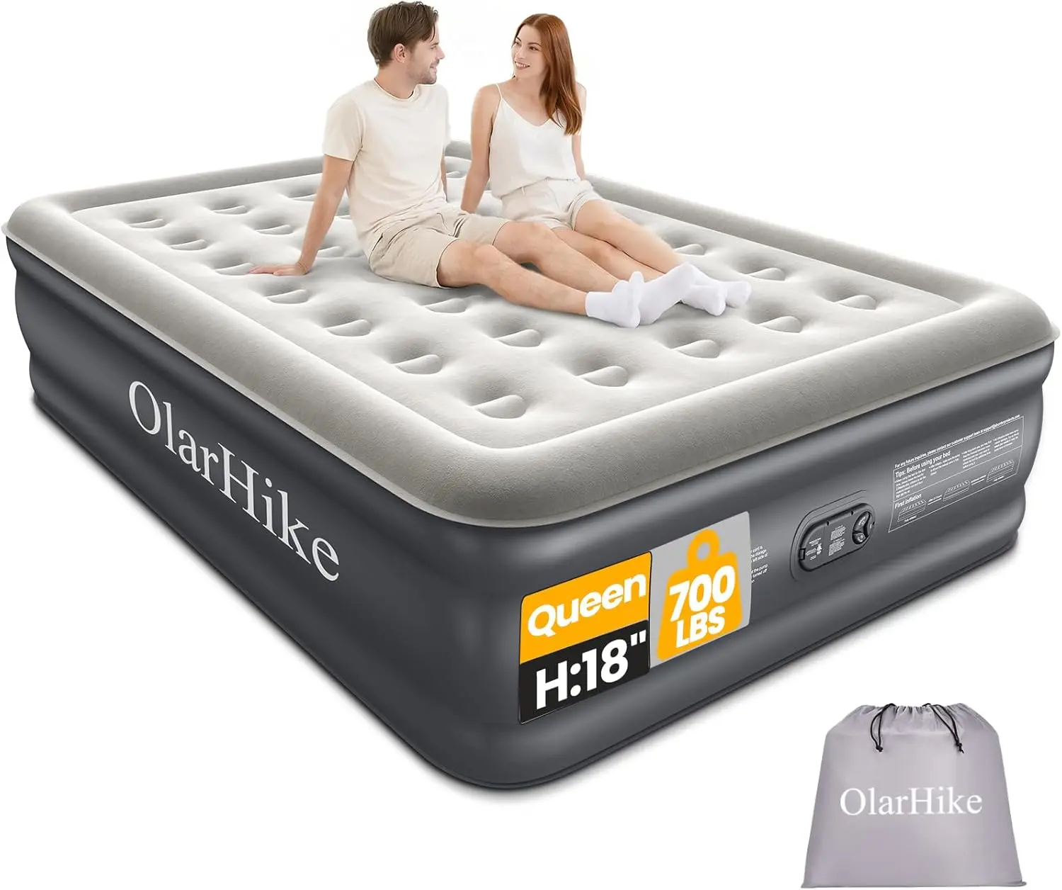 Queen Air Mattress with Built-in Pump, 18" Inflatable Bed for Camping & Home, 700lbs Capacity
Queen Air Mattress with Built-in Pump, 18" Inflatable Bed for Camping & Home, 700lbs Capacity