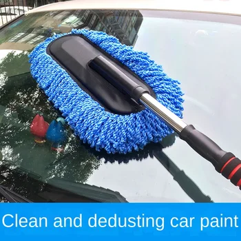 Microfiber Car Wash Brush Mop Kit, Mitt Sponge With Long Handle Car Cleaning Supplies Kit Duster Washing Car Tools Accessori
