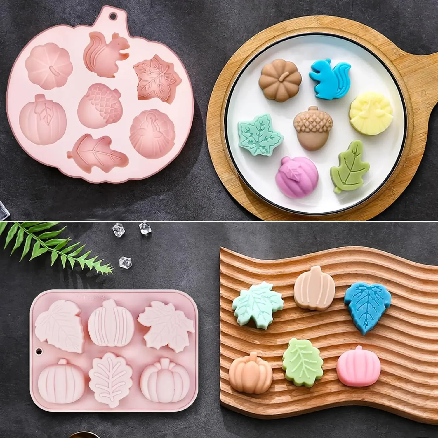 3 Pcs Autumn Maple Leaf Silicone Molds 3D Pumpkins Candy Chocolate Mold Baking Tray Moulds for Thanksgiving Day Cake Decoration
3 Pcs Autumn Maple Leaf Silicone Molds 3D Pumpkins Candy Chocolate Mold Baking Tray Moulds for Thanksgiving Day Cake Decoration
