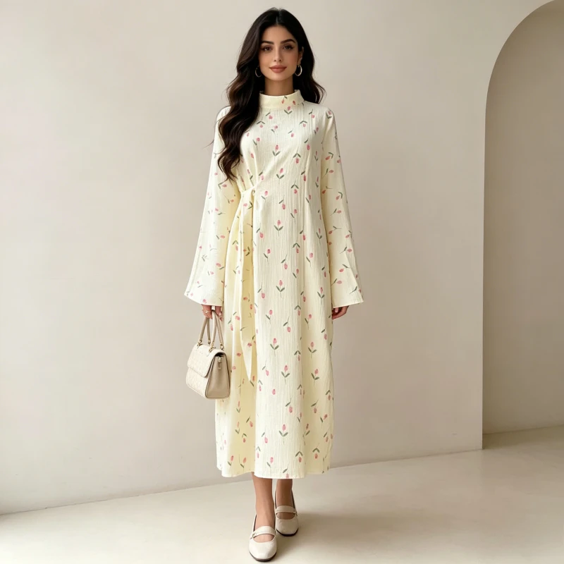Eid Dress Women Modest Dresses Flower Print Long Robe Vestidos Abaya Dubai Saudi Arabic Kaftan Morocco Jalabiya Ramadan Abayas
Eid Dress Women Modest Dresses Flower Print Long Robe Vestidos Abaya Dubai Saudi Arabic Kaftan Morocco Jalabiya Ramadan Abayas