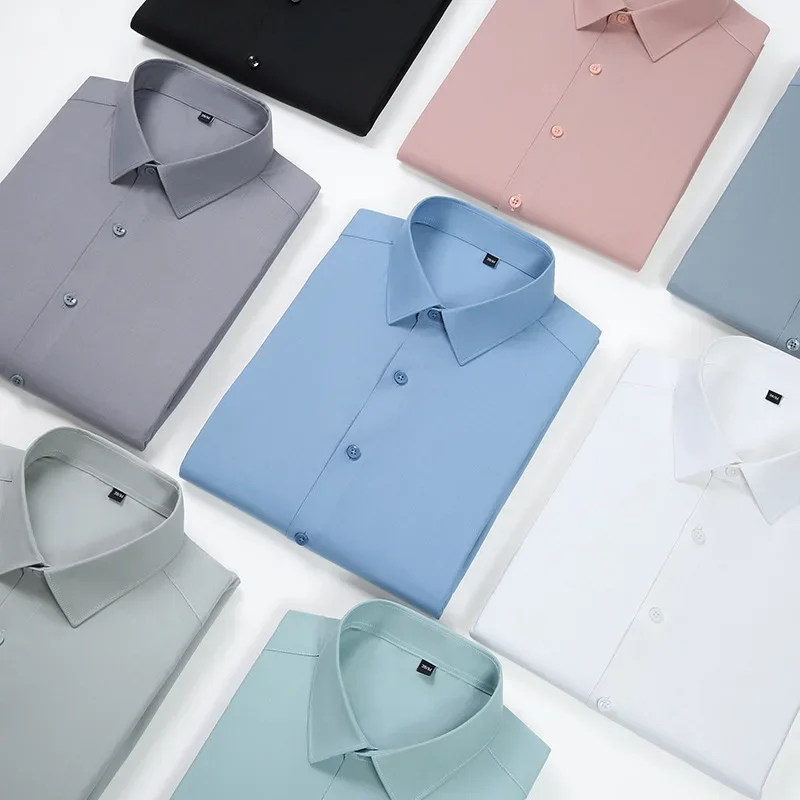 Men High Quality Short Sleeve Button Up Collared Silk Shirt Plus Size 5xl 6xl Elastic Non-iron Male Light Business Dress Shirt
Men High Quality Short Sleeve Button Up Collared Silk Shirt Plus Size 5xl 6xl Elastic Non-iron Male Light Business Dress Shirt